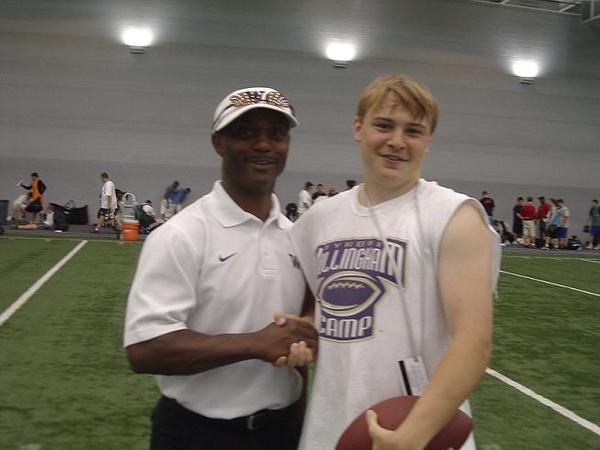 this is Troy one of our teenagers with the U.W.coach at summer camp..
